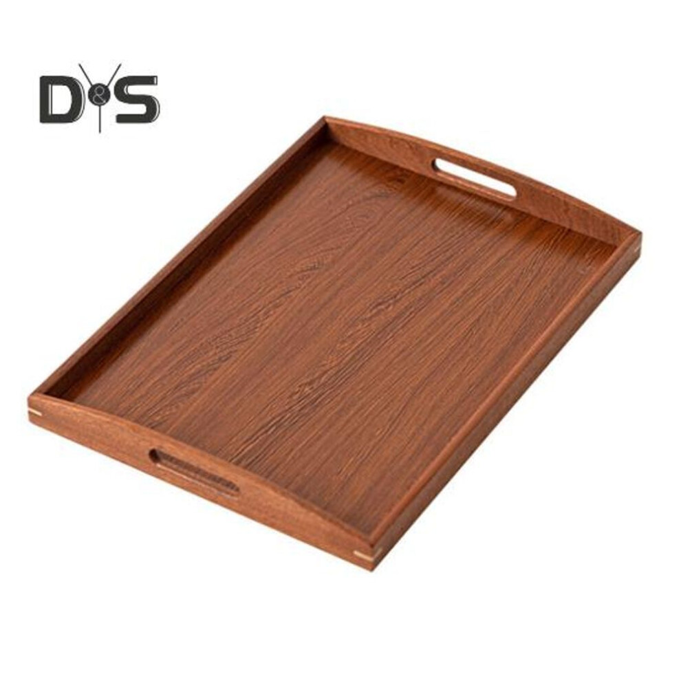 (as the picture, M) Wooden Serving Tray Handmade Rectangular Tray Wood Coffee Table with Cut Out Handles for Party Serving Pastries Snacks Mini Bars Tray for Kitchen