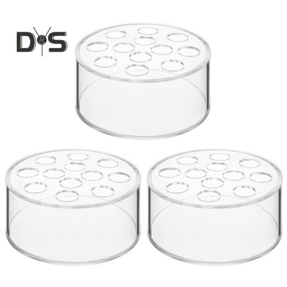 (as the picture, 3pcs) 1/3/6pcs Round Clear Acrylic Vase 12 Holes Wedding Party Dining Table Centerpiece Decoration Hydroponic Flower Holder Transparent Container