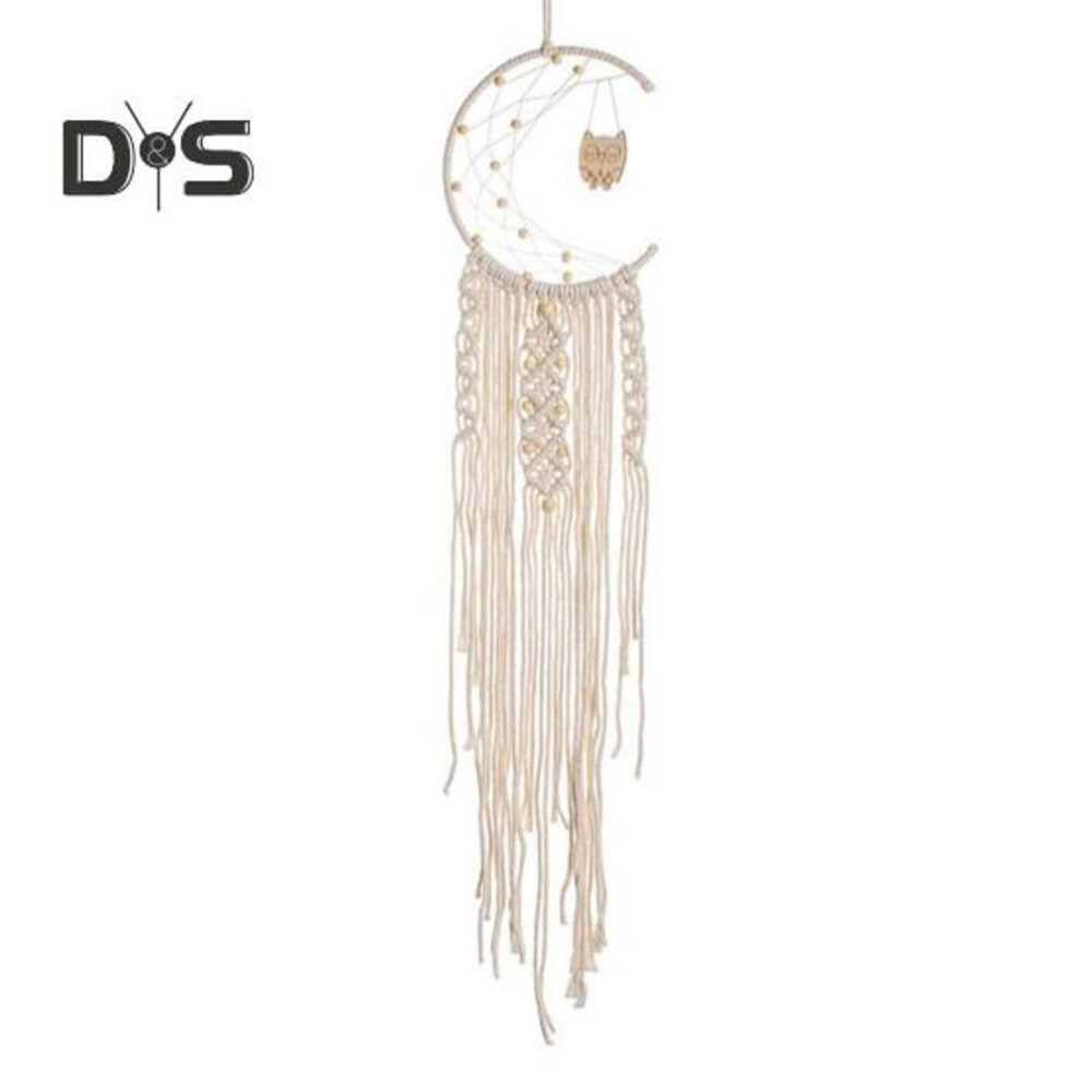 (as the picture, Owl) Hanging Dream Catcher Handmade Bohemian Cotton Rope Tassels Star Moon Leaf Owl Bedroom Wall Art Hanging Decoration Pendant