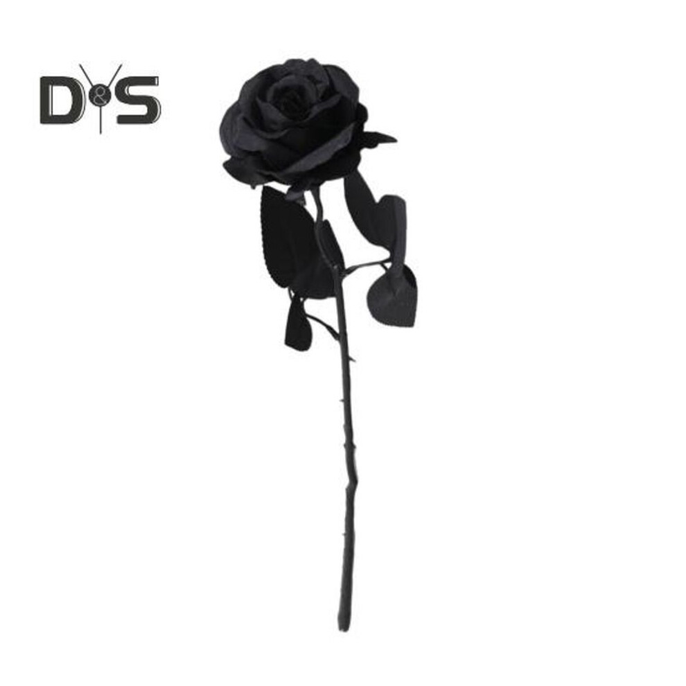 Gothic Artificial Black Rose Realistic Fake Silk Flower Halloween Home Office Table Centerpiece Faux Floral Branch Flower Arrangement Decoration