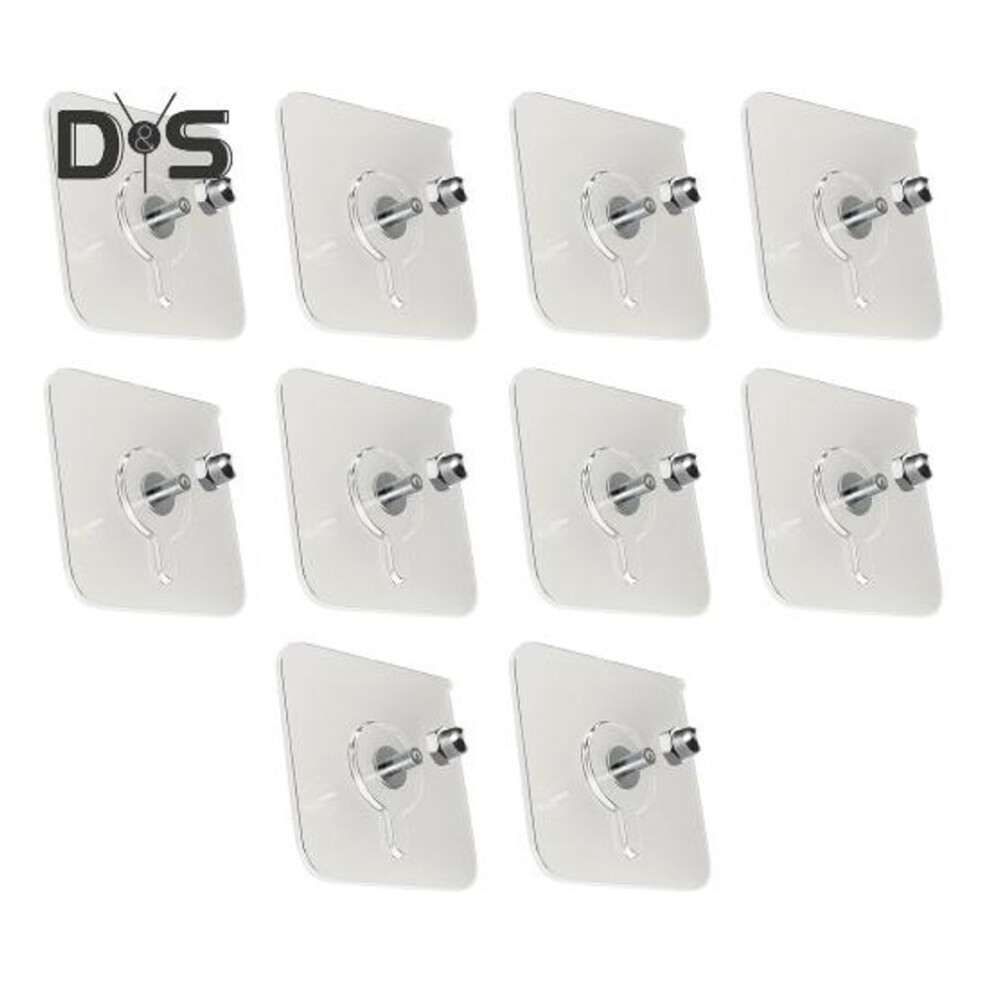 (as the picture, B 10 pcs) 10Pcs Drill Free Adhesive Hooks Strong Load-bearing Waterproof Easy to Install Picture Hangers Wall Mount Screw Hooks
