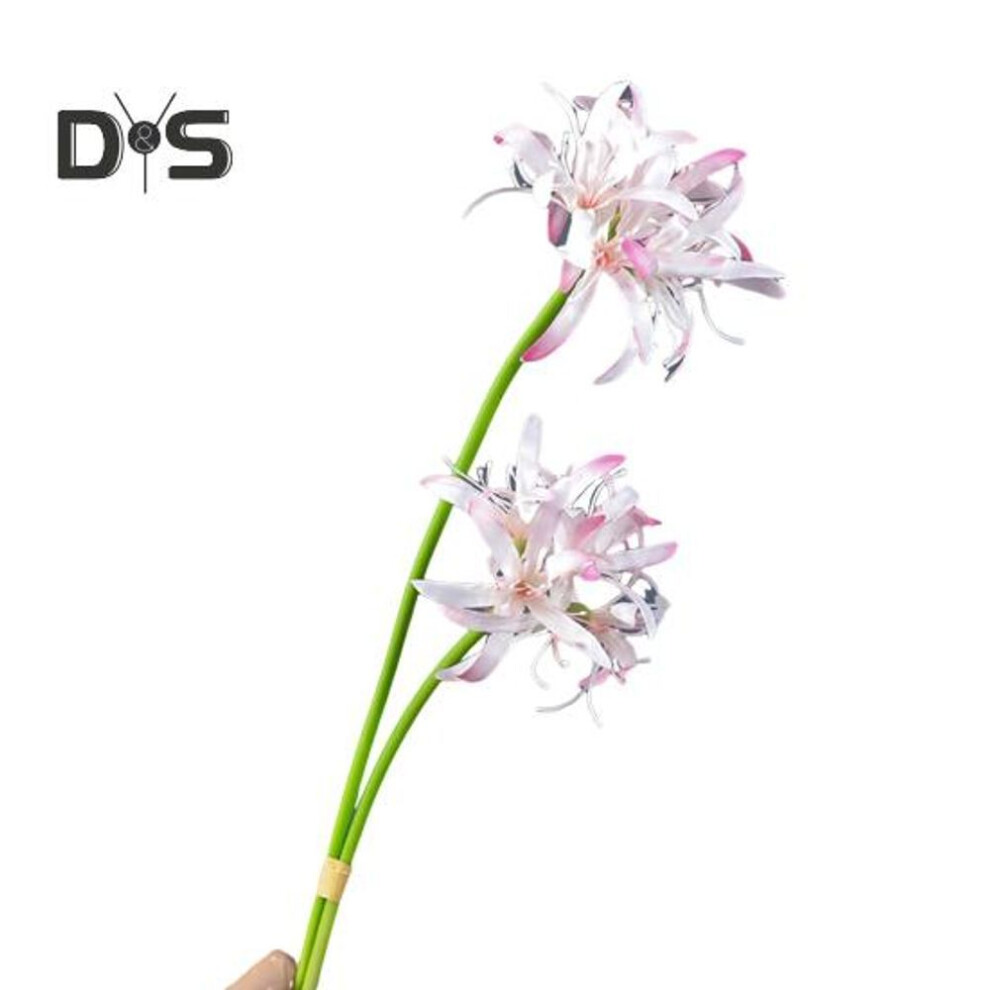 (light pink) 2Pcs Artificial Red Spider Lily Realistic Fake Silk Flower Wedding Home Office Table Centerpiece Faux Floral Branch Flower Arrangement Decoration