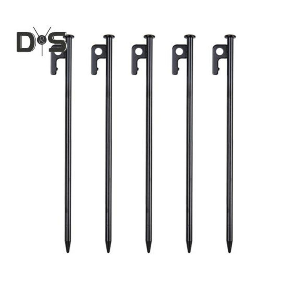 (as the picture, 30cm) 5pcs 20/30/40cm 9mm Tent Stake Heavy Duty Multi-functional Outdoor Garden Yard Camping Tarp Canopy Windproof Ground Spike Metal Tent Peg