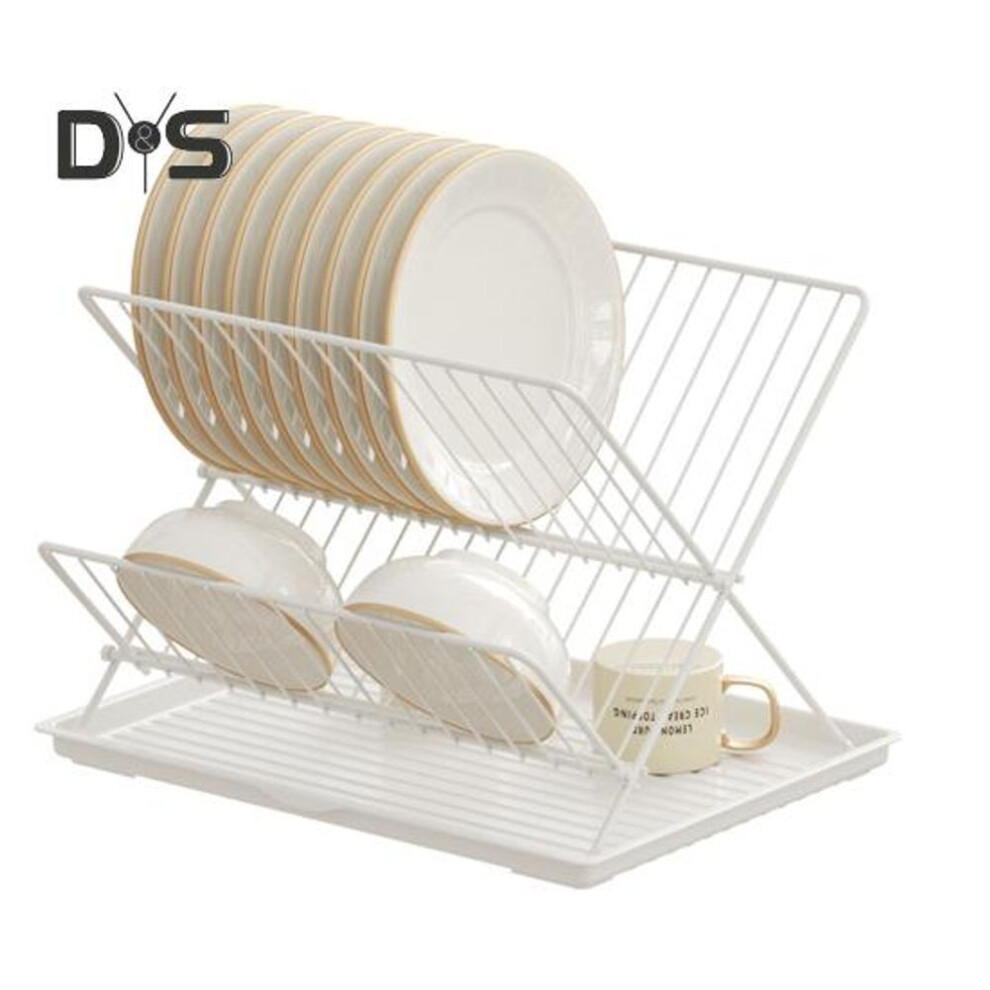 (white) Foldable Drain Bowl Rack Collapsible Dish Drainer Extendable Dish Strainer Cutlery Holder Plate Storage Rack Kitchen Organizer