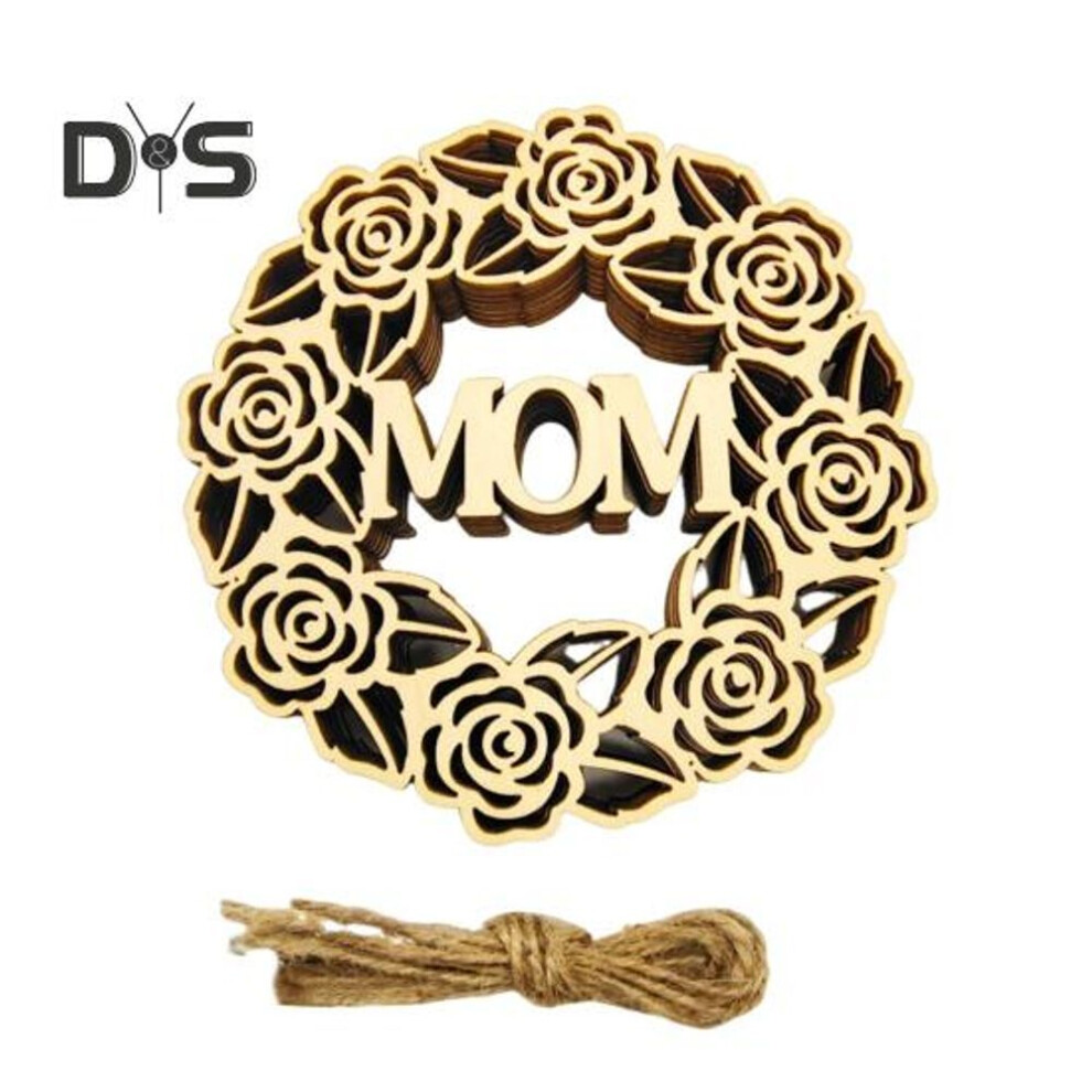 (as the picture, D) 5/10 Pcs Best Mom Wooden Decoration Wood Best Dad Cutouts to Paint Unfinished Hanging Decorations for Mother's Day Father's Day DIY Gifts