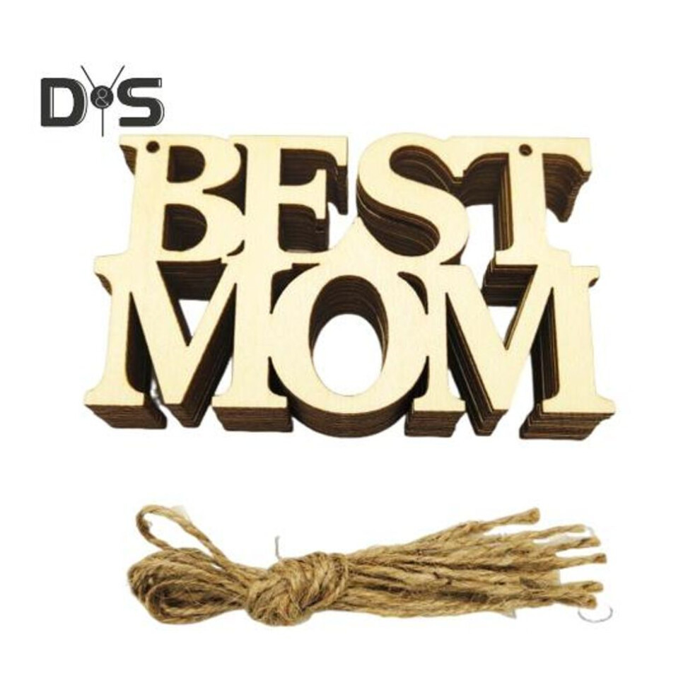 (as the picture, B) 5/10 Pcs Best Mom Wooden Decoration Wood Best Dad Cutouts To Paint Unfinished Hanging Decorations For Mother's Day Father's Day Diy Gifts