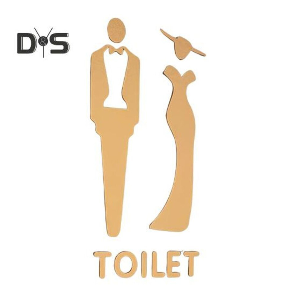 (golden, One Size Mixed Style) Matte Acrylic Bathroom Sign Adhesive Restroom Door Toilet 3D Men Women Sign Business Restaurant Office Hotel Washroom Wall Gender Identification