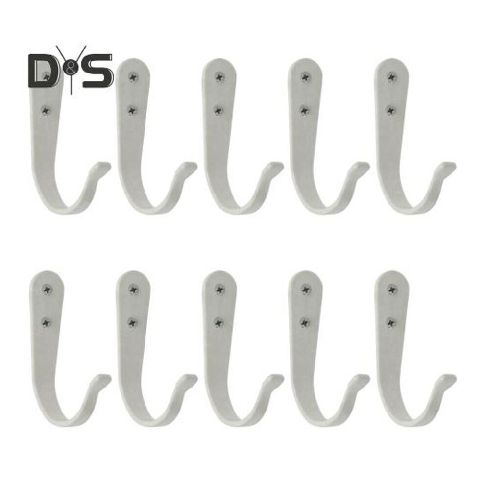 (white) 10pcs Metal Wall Hooks Easy Installation Small Strong Coat Towel Hooks With Nails Multifunctional Hanging Hooks Organizer