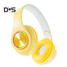 (yellow) Wireless Headphones with RGB Breathing Light Stable Connection Low Latency Noise Reduction Deep Bass Bluetooth-compatible Over-Ear Headphones