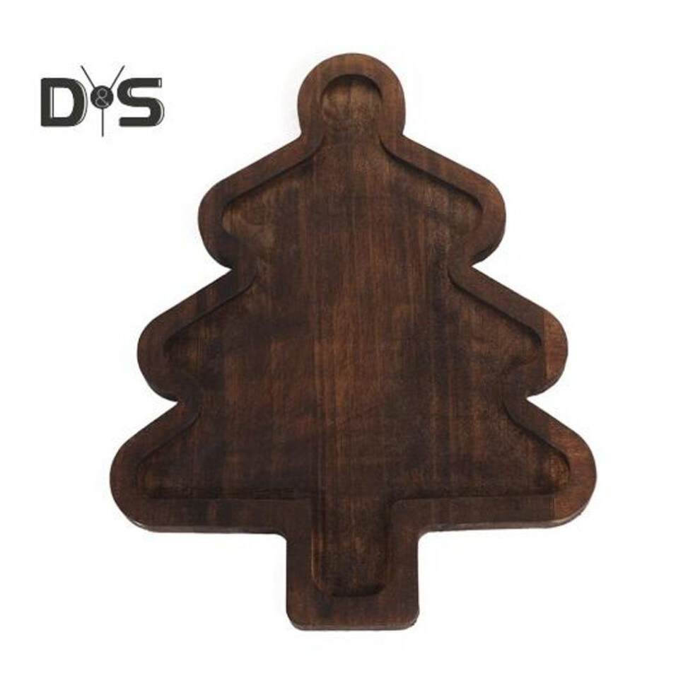 (as the picture, Christmas Tree) Christmas Wood Dinner Plate Set Festive Wooden Serving Trays For Xmas Snacks Cheese Fruit Holiday Party Food Tray Gift For Family Friends Teachers