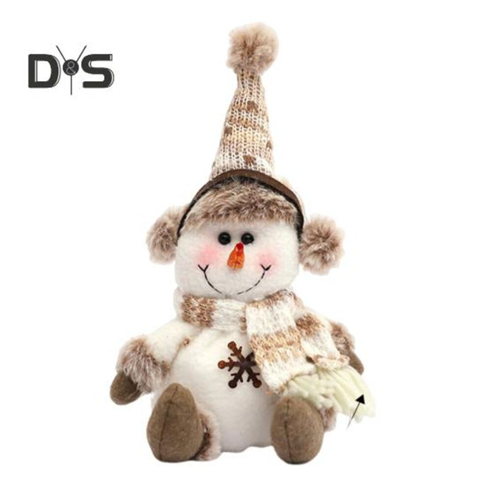 (as the picture, Snowman) Christmas Doll Plush Knitted Snowman Elk Santa Doll Toy Soft Sitting Christmas Figure Desktop Decor Stuffed Holiday Pillow for Window Bookshelf