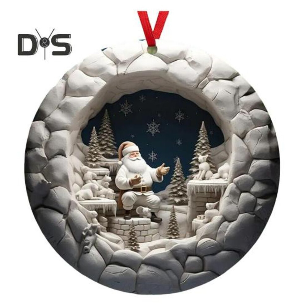 (as the picture, B) Christmas Hanging Ornament Xmas Tree Santa Pendant 2d Flat Acrylic Tree Decoration For Shopping Mall Office Hotel Bar Decor
