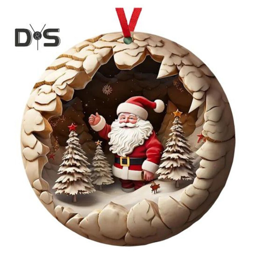 (as the picture, C) Christmas Hanging Ornament Xmas Tree Santa Pendant 2d Flat Acrylic Tree Decoration For Shopping Mall Office Hotel Bar Decor
