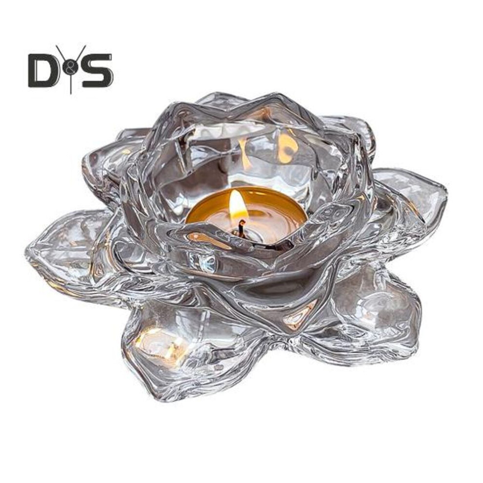 Chinese Clear Lotus Candle Holder Faux Crystal Flower Taper Pillar Tealight Candle Candleholder Candlestick Wedding Party Table Centerpiece