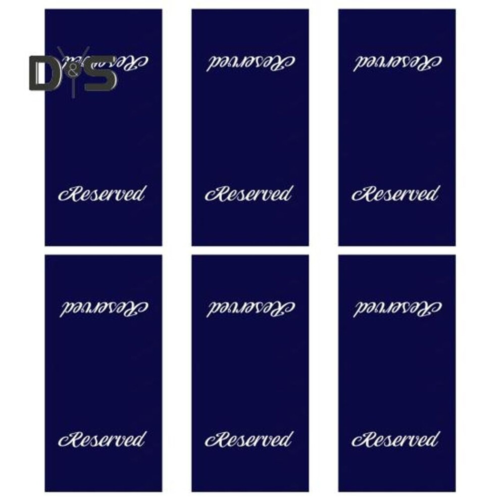 (navy blue) 6 Pcs Reserved Chair Signs Church Pew Reserved Seating Signs With Printed Words Weddings Event Party Celebration Placeholder Bench Reserved Hanging