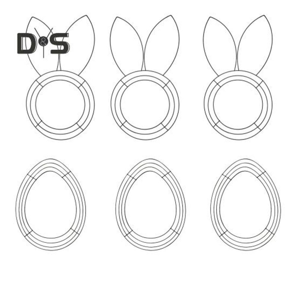 (as the picture, A) 6 Pcs Diy Wreath Frame Metal Wreath Form Easter Rabbit Egg Bee Honeycomb Wire Frame For Wreath Crafting Holiday Hanging Decor
