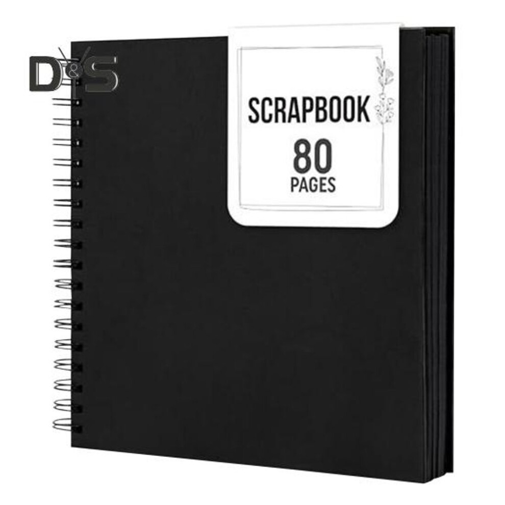 (black, 25cm) 8/10-inch Scrapbook Photo Album 80 Pages Spiral Bound Diy Hard Cover Spiral Wedding Travel Baby Shower Children Family Anniversary Picture Book