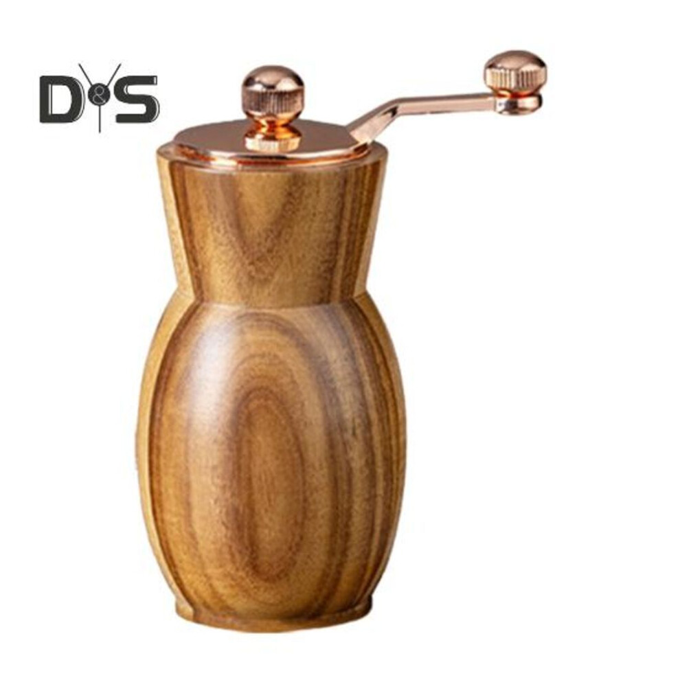(as the picture, 5inch) Manual Pepper Grinder Modern Hand-Cranked Grinder with Acacia Wood Body Metal Handle Ceramic Blades Retro Salt Mill for Kitchen