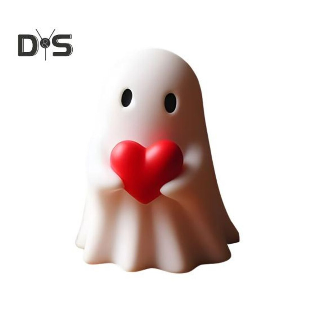 (as the picture, A) 1/2/5Pcs Halloween Ghost Figurine Spooky Love Heart Middle Finger Little Ghost Resin Statue Sculpture Home Office Desktop Decorati