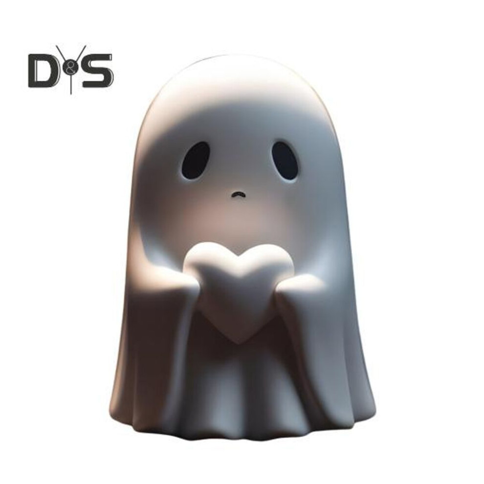 (as the picture, B) 1/2/5Pcs Halloween Ghost Figurine Spooky Love Heart Middle Finger Little Ghost Resin Statue Sculpture Home Office Desktop Decorati