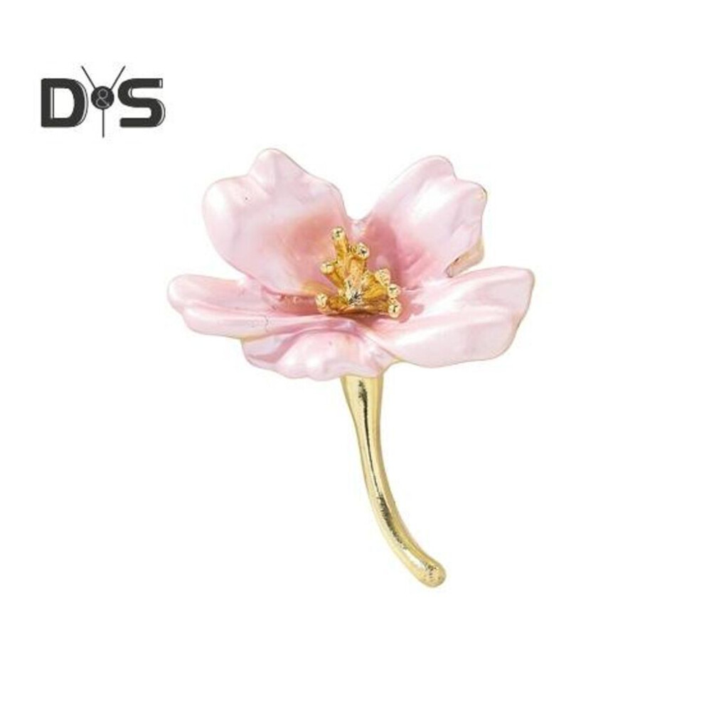 (pink) Women Brooch Dripping Oil Flower Cherry Blossom Anti-slip Wear-resistant Suit Coat Collar Hat Scarf Decoration Clothes Pin Prom Party Garment Jewelry