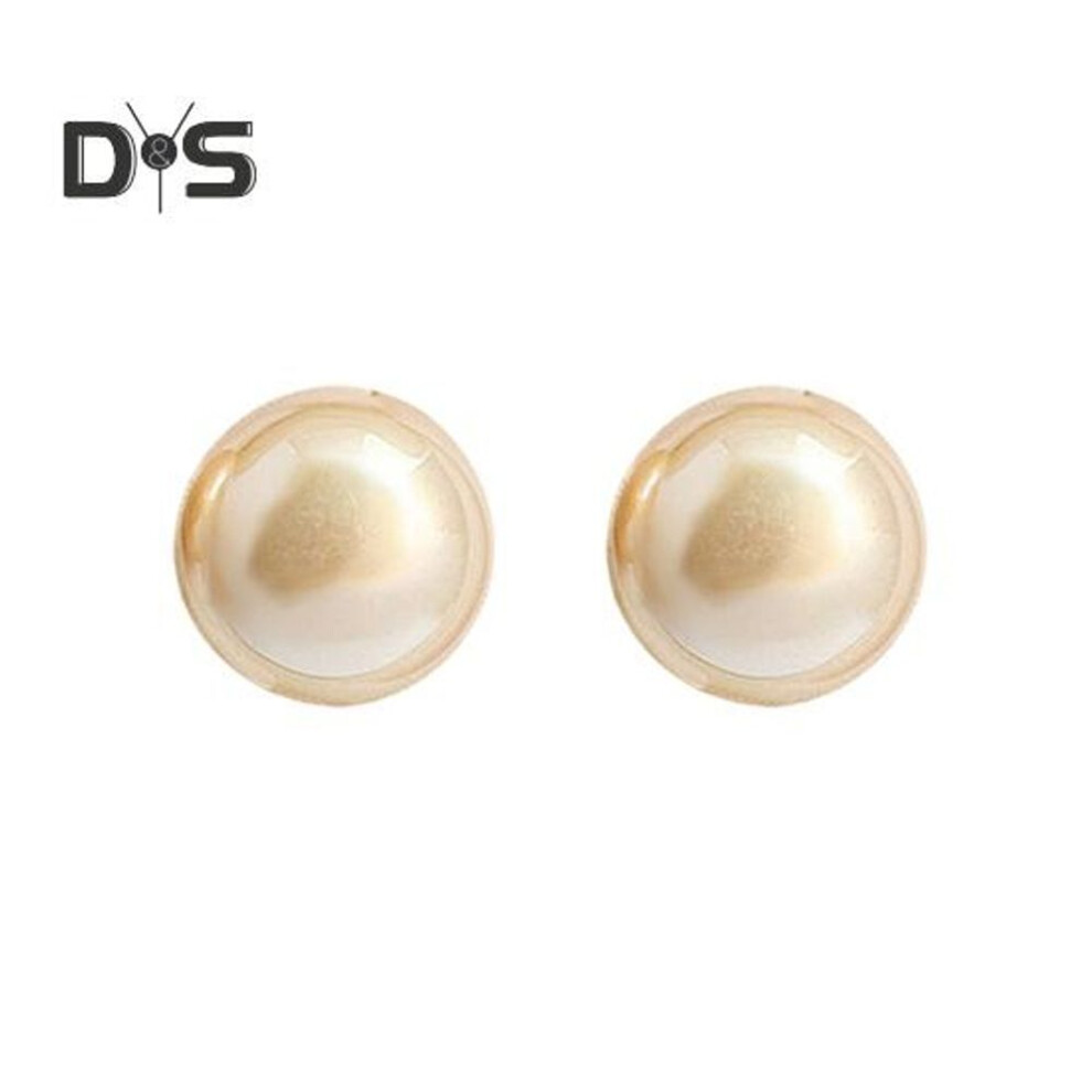 (as the picture, 10 mm) 1 Pair Women Stud Earrings Round Faux Pearl Vintage French Style Smooth Lightweight Commute Party Prom Ear Studs Lady Ear Jewelry