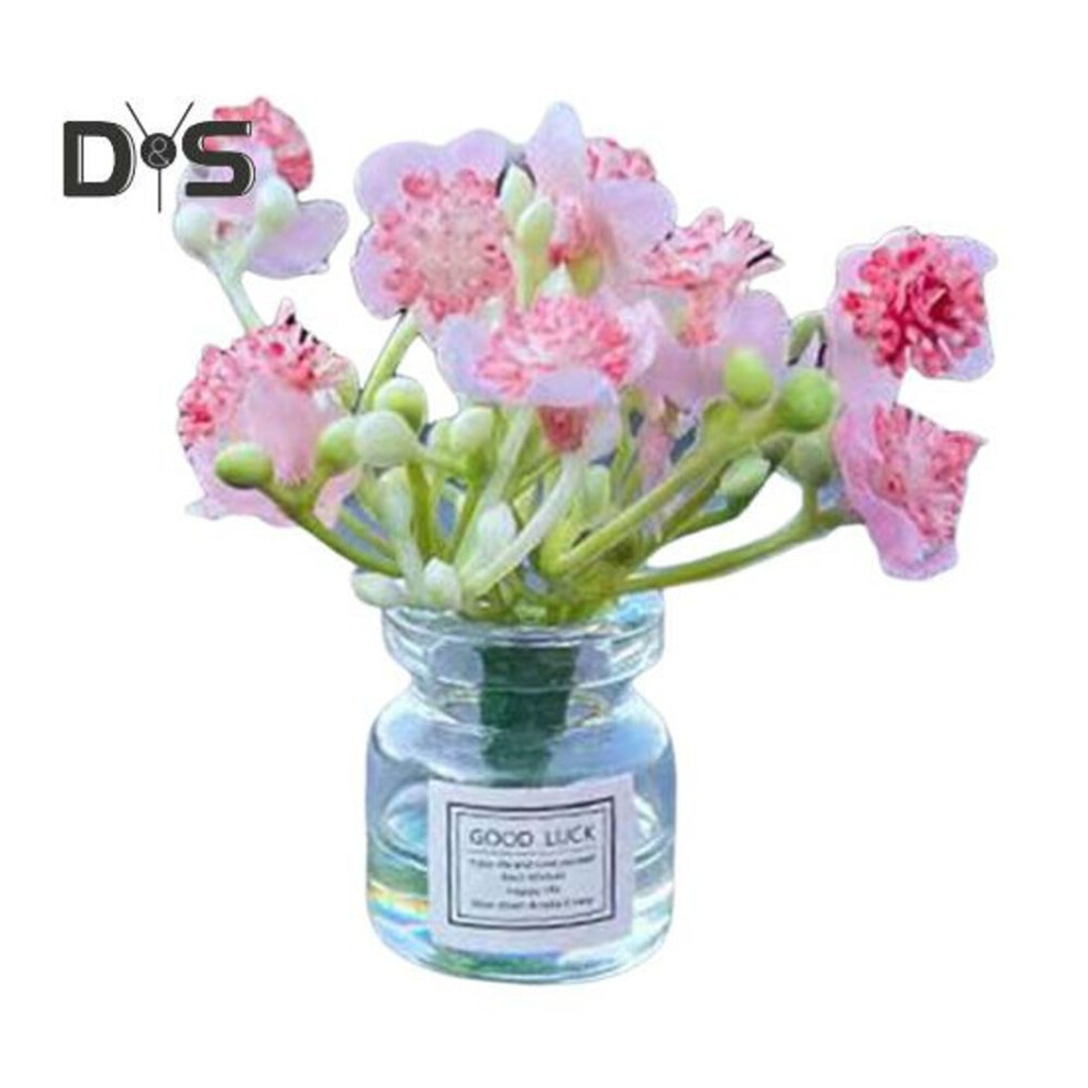 (as the picture, A) Miniature Glass Vase Flowers Artificial Bouquet Table Ornaments Vehicle Mounted Bonsai Flowers Ornaments For Home Decor