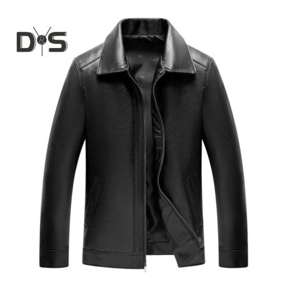 (black, M) Men Slim Fit Jacket Faux Leather Lapel Bomber Jacket Vintage Zipper Coat Windproof Biker Motorcycle Jacket With Pockets For Spring Autumn