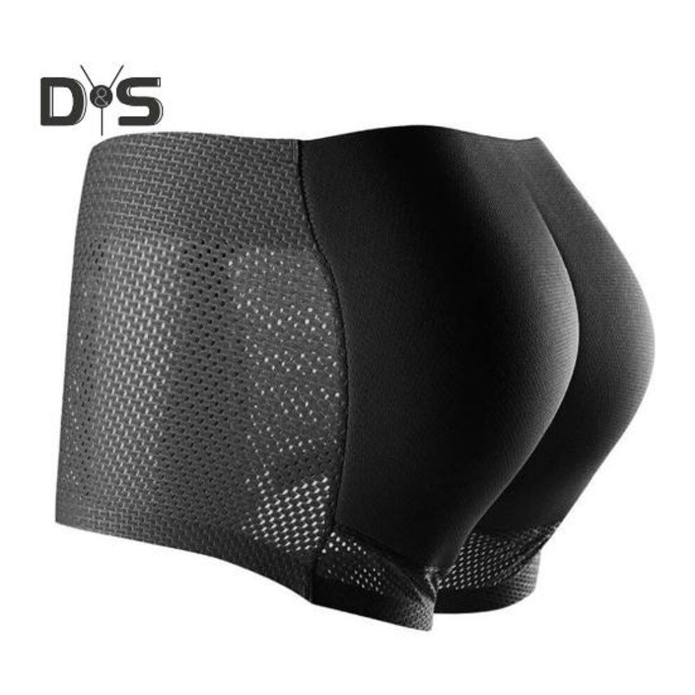 (XL, black) Men Breathable Mid Rise Underpants Solid Color Butt Lift Shaper Hip Pad Shorts Panties Fake Butt Seamless Underwear