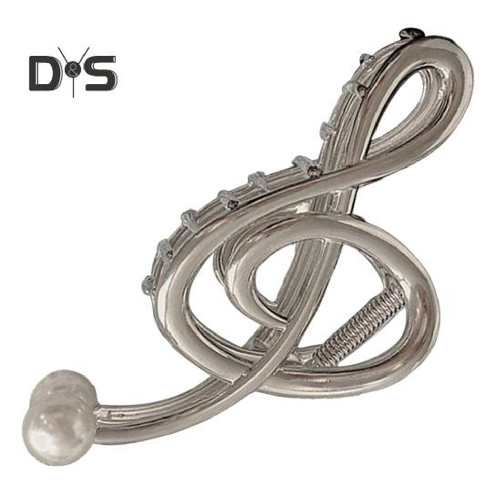 (silver) Hair Claw Musical Note Shape Faux Pearl Hair Clip Back Head Shower Hair Claw Decorative Hair Accessory