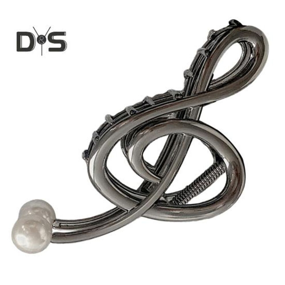 (black) Hair Claw Musical Note Shape Faux Pearl Hair Clip Back Head Shower Hair Claw Decorative Hair Accessory