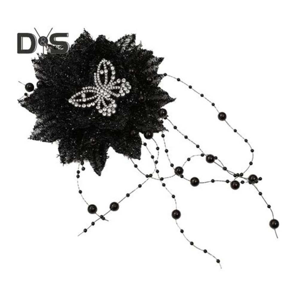 (black, 11cm) Peony Feather Tassel Hair Claw Women Girls High Cap Bone Design Hairpin Sturdy Shark Clip Hair Accessory
