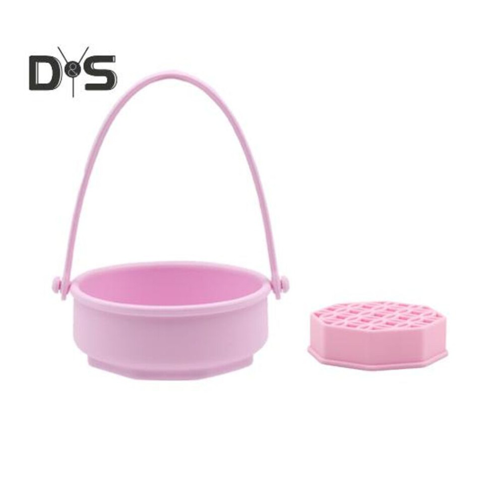 (pink) Silicone Makeup Brush Cleaner Multi-function Hanging Cosmetic Brush Washing Bowl Textured Manual Brush Cleaner Tools Dryer Container