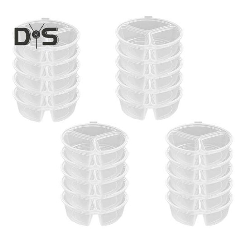 (as the picture, 20PCS) 10/20pcs 3 Compartment Condiment Containers With Lids Reusable Small Sauce Dipping Containers Mini Snack Containers For Kids Adults