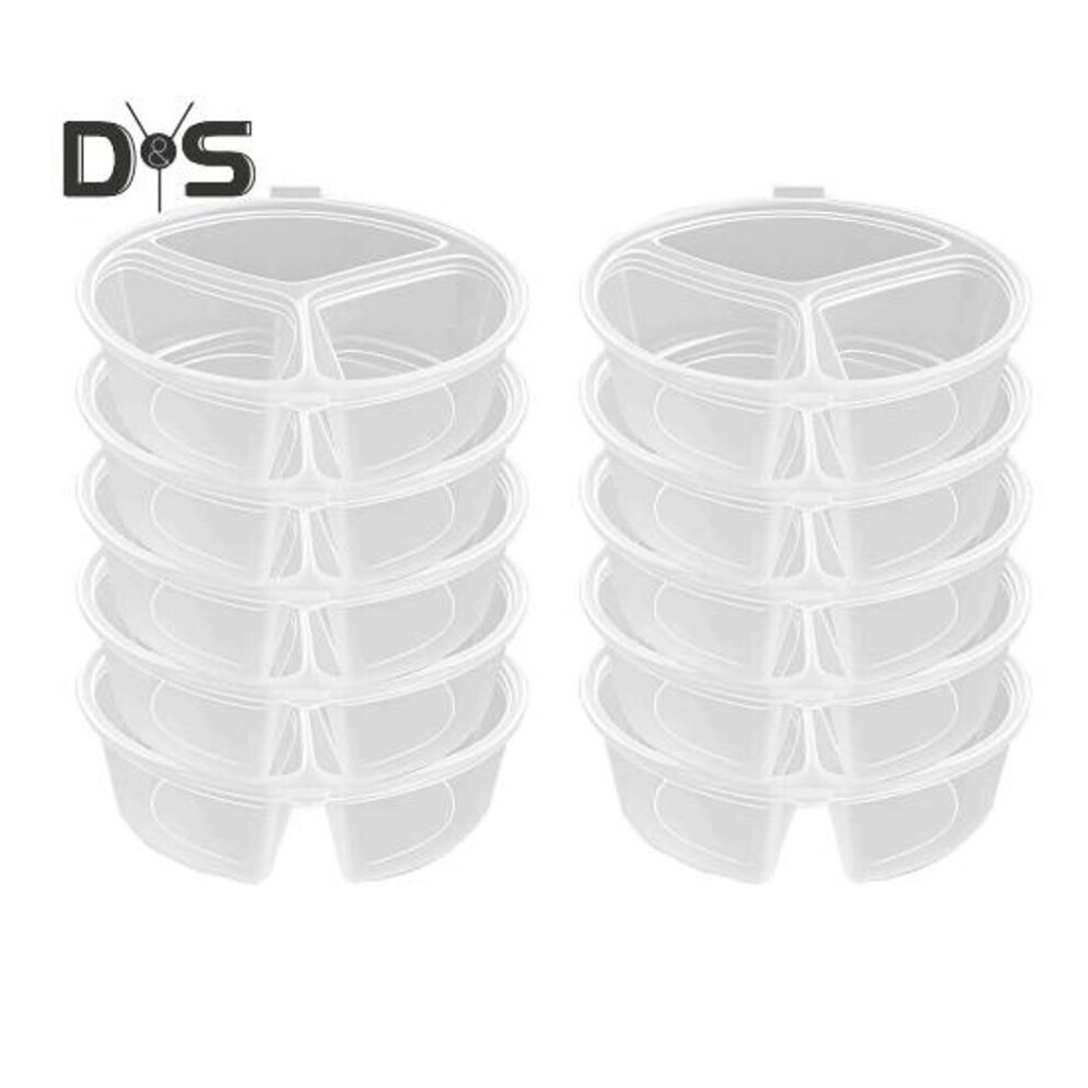 (as the picture, 10pcs) 10/20Pcs 3 Compartment Condiment Containers with Lids Reusable Small Sauce Dipping Containers Mini Snack Containers for Kids Adults