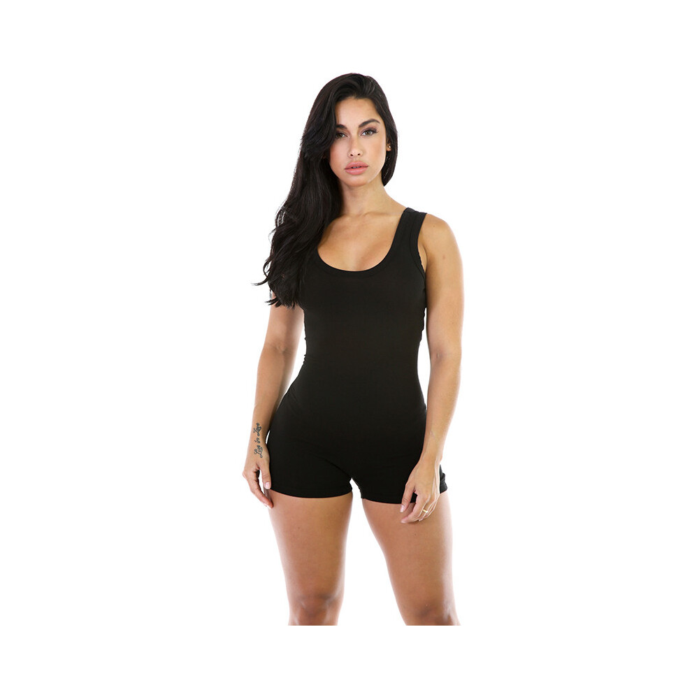 (Black, S) Color Tracksuit Solid Jumpsuit Tank Shorts Casual Square Collar Clothes Fashion-image-OPC-PH5YTVR-NEW