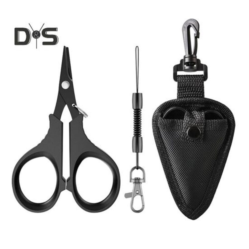 Fishing Scissor With Anti-lost Hand Rope Sharp Serrated Blade Compact Design Portable Multi-functional Metal Scissor