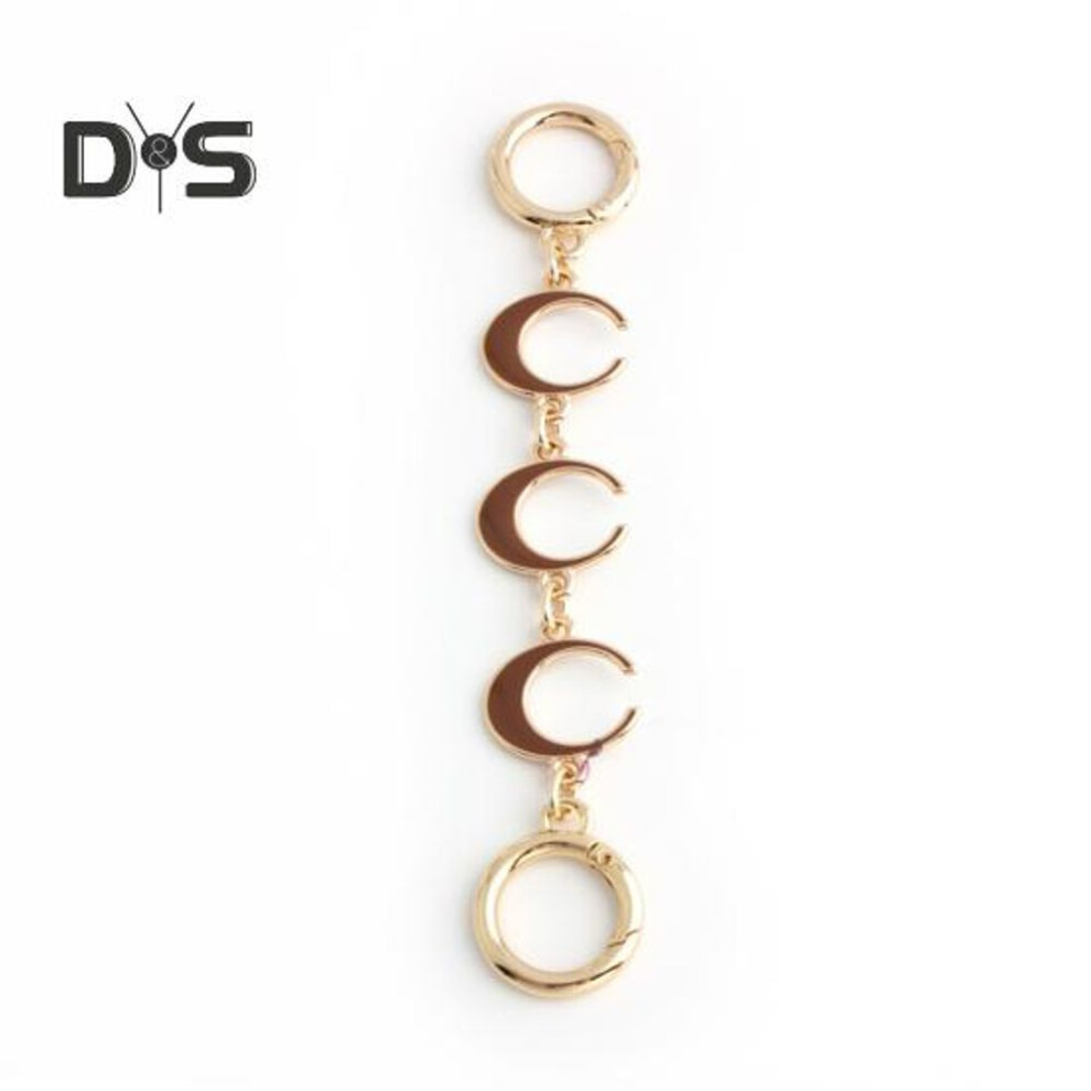 (coffee) Extension Chain Diy Shoulder Bag Strap Replacement Extended Chain Hollow Moon Shape Polished Lightweight Purse Wallet Strap Extender