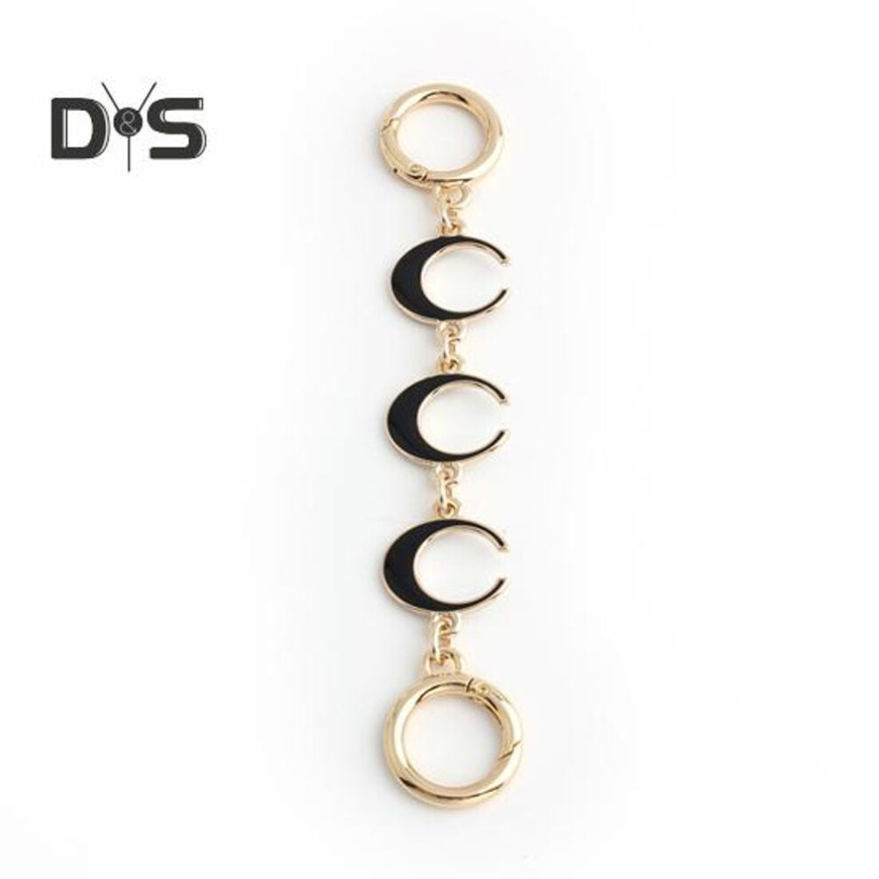 (black) Extension Chain Diy Shoulder Bag Strap Replacement Extended Chain Hollow Moon Shape Polished Lightweight Purse Wallet Strap Extender