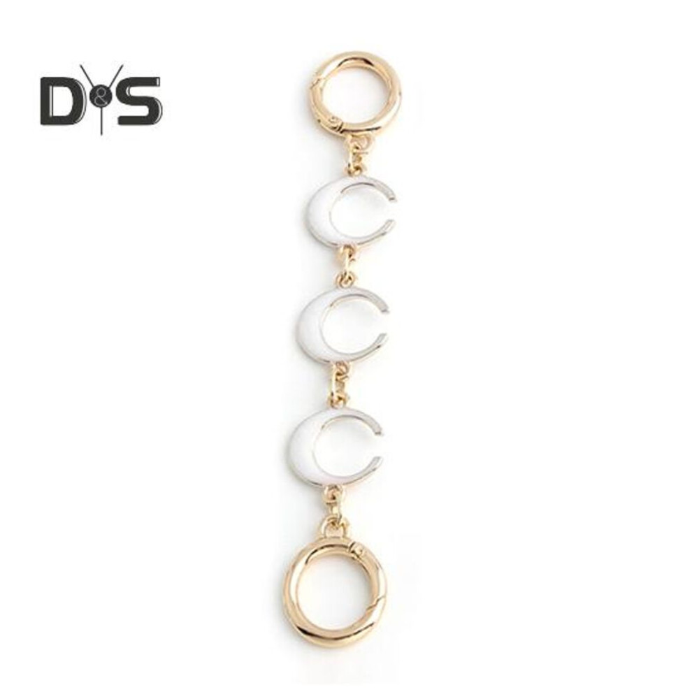 (white) Extension Chain Diy Shoulder Bag Strap Replacement Extended Chain Hollow Moon Shape Polished Lightweight Purse Wallet Strap Extender