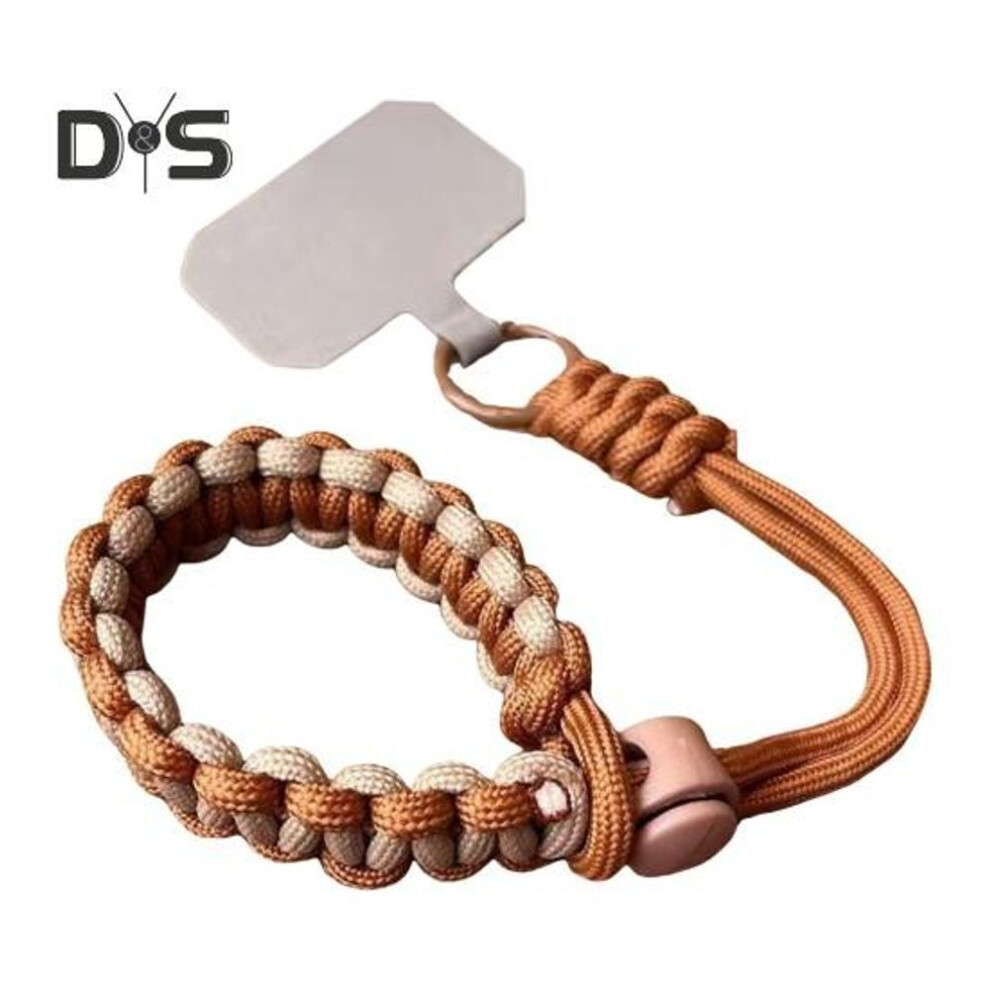 (brown) Phone Lanyard Handmade Woven Adjustable Hanging Wrist Strap Outdoor Universal Case Crossbody Cord Chain Anti-lost Wrist Strap Charm Chain