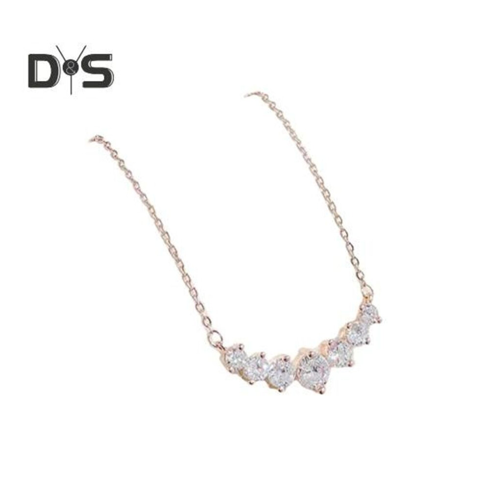 (rose gold) Women Necklace Faux Crystal Symmetric Polished Neck Decoration Jewelry Prom Party Dating Clavicle Necklace