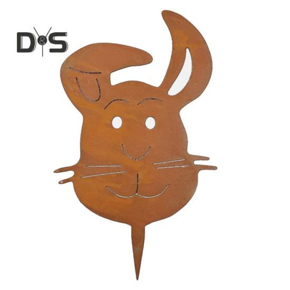 (dark brown, M) Easter Bunny Garden Stake Rusty Color Metal Decoration Stake Retro Rabbit Head Outdoor Yard Art Decor Insert For Garden Lawn Terrace