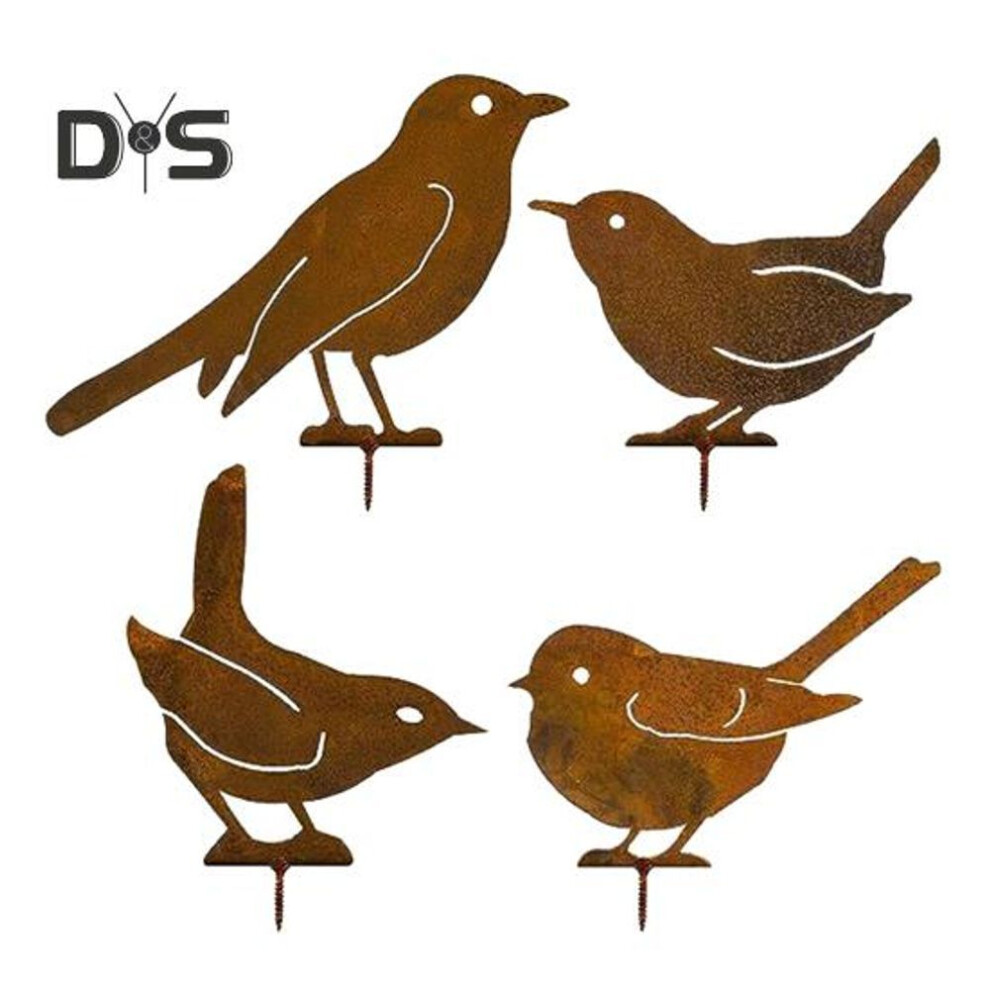 (as the picture, C) Chicken Bird Garden Stakes Metal Hen And Chick Silhouette Outdoor Ornament Rustic Bird Stake For Yard Patio Lawn Decor