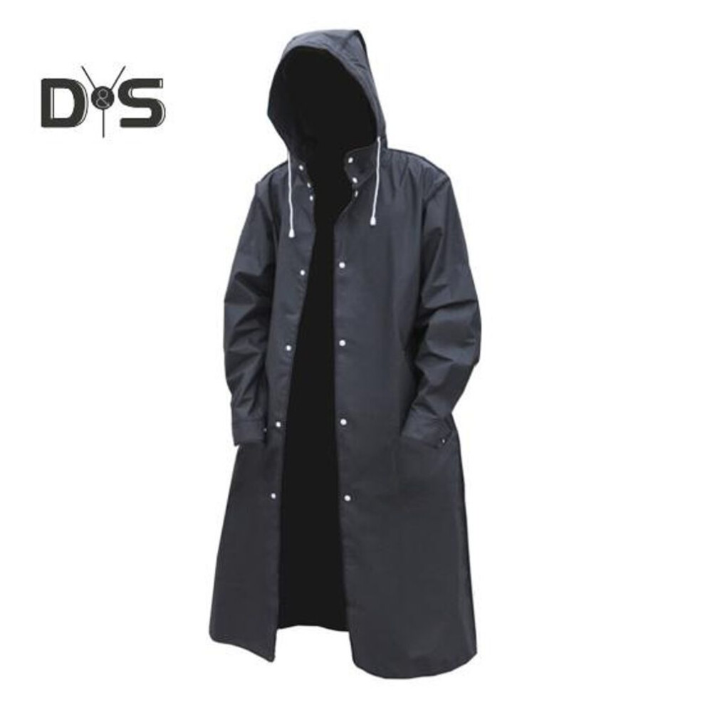 (black, XXXL) Rain Poncho Men's Waterproof Long Rain Coat Hooded Eva Raincoat Jacket For Hiking Cycling Camping Fishing Outdoor Activities