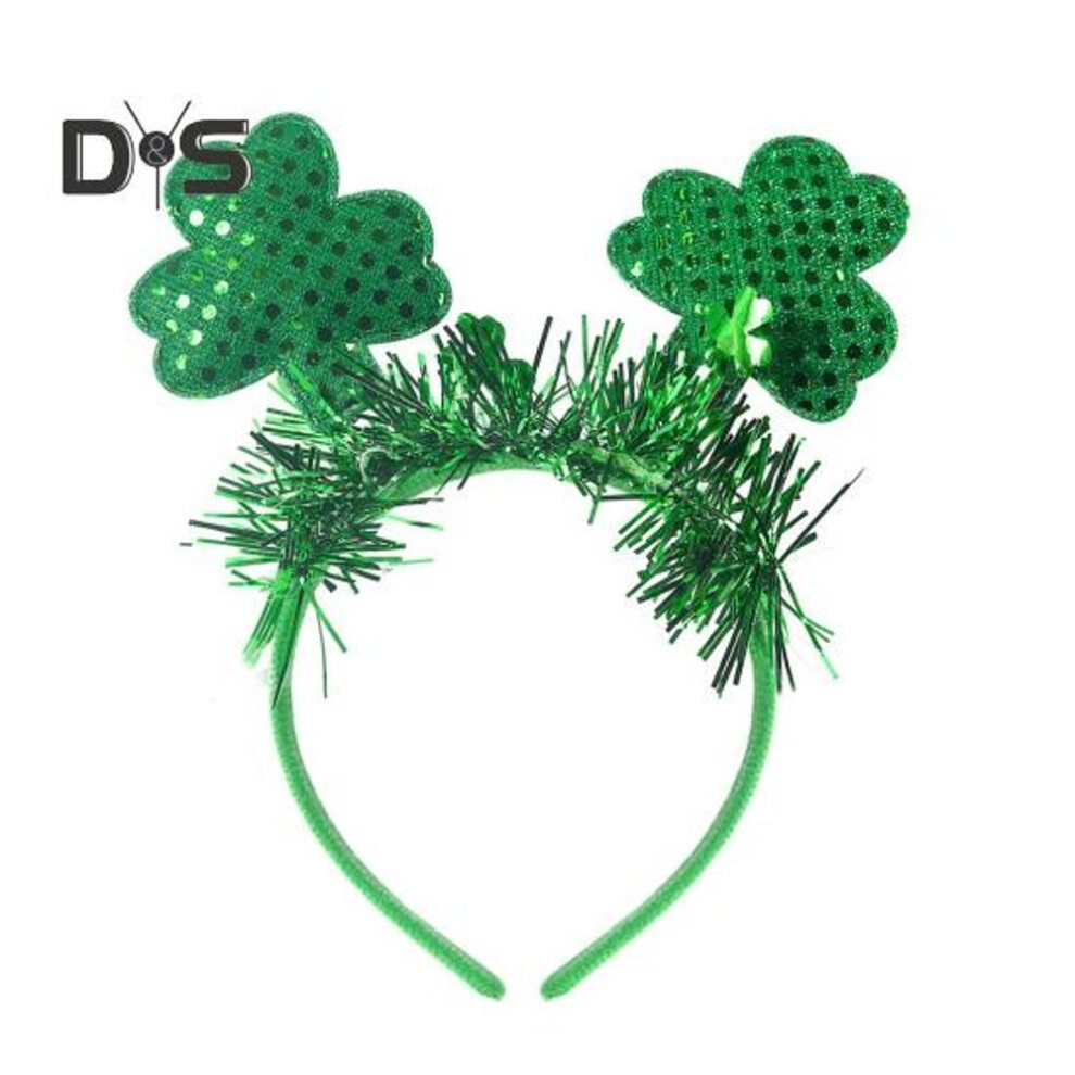 (as the picture, B) St. Patrick's Day Headband Glitter Shamrock Top Hat Hair Hoop Festive Clover Hairband for Women Girls Boys Parties Events Dress Up