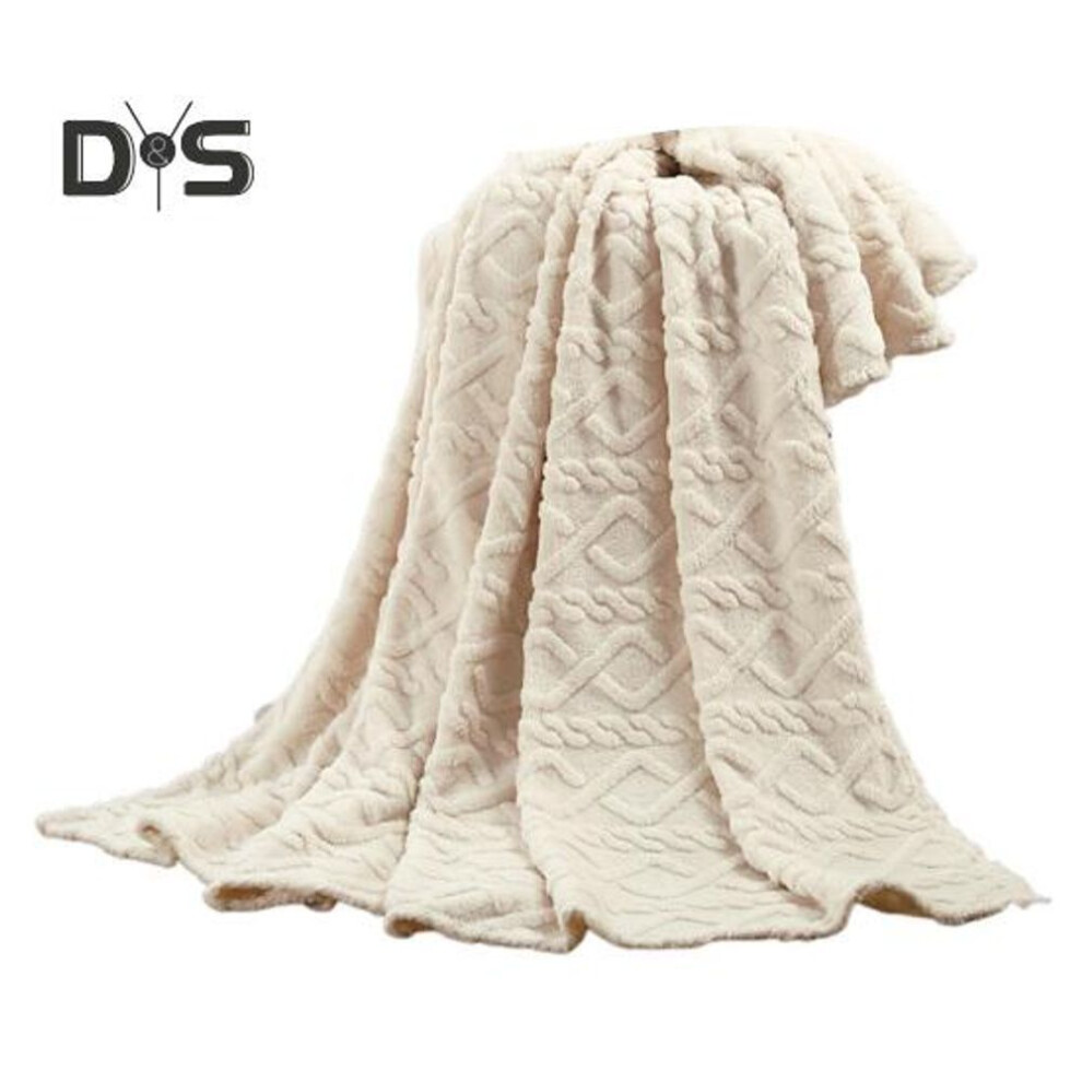 (beige, 180x200cm) Ac Blanket Ultra-soft Single-layer Plush Comfort Pure Color Jacquard Woven Rhombus Pattern Maximum Comfort Microfiber Super Warm Sofa Bed Office Nap