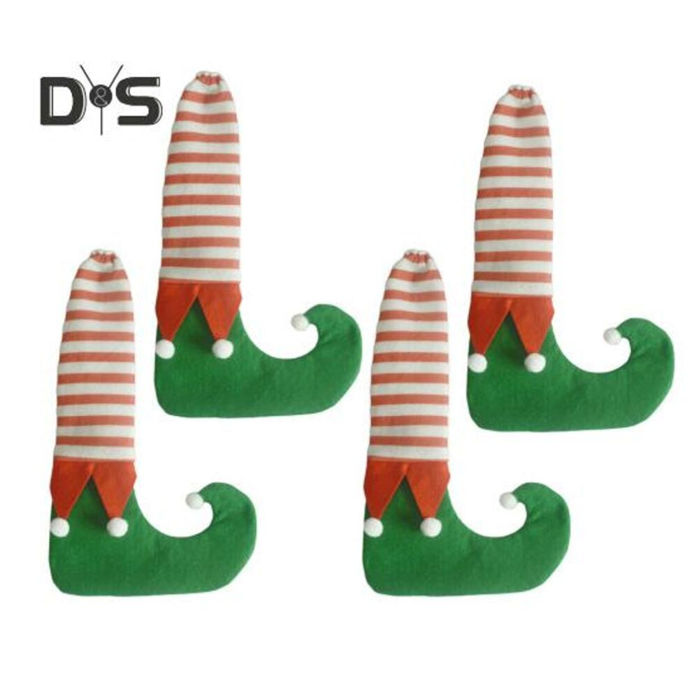 4Pcs Christmas Chair Leg Covers Striped Elf Socks Table Feet Cover Dining Chair Slipcovers Furniture Legs Pad Floor Protector for Xmas Party Dinner