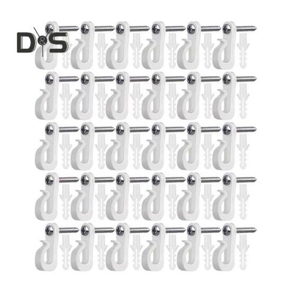 (white, 30PCS) String Lights Hanger Hooks With Screws Set Rustproof Design 20lb Load Capacity Indoor/outdoor Use Light Hooks Clips Kit
