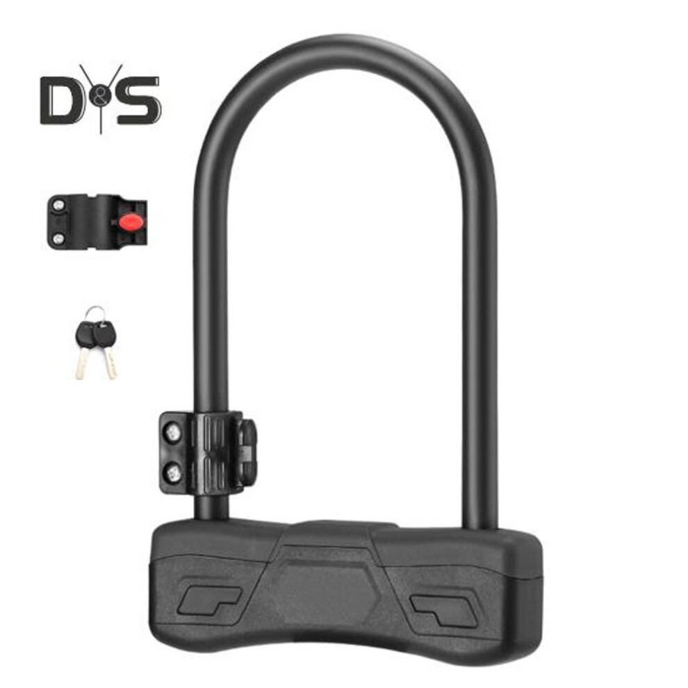 (black) Heavy-Duty U-Lock Bike Lock Anti-Cut Alloy Steel Bike Lock with Mounting Bracket Combination Bicycle Lock for E-Bikes Motorcycles